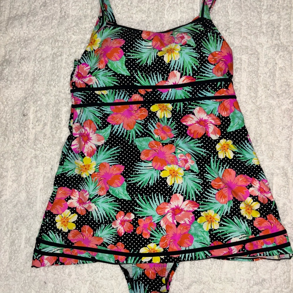Tankini style one piece bathing suit